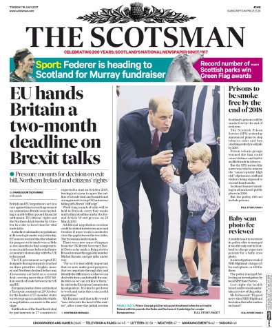 The Scotsman Newspaper Front Page for 18 July 2017