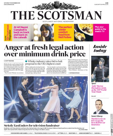 The Scotsman Newspaper Front Page for 19 November 2016