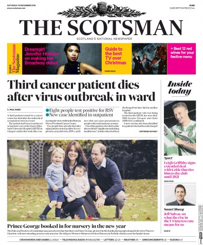 The Scotsman (UK) Newspaper Front Page for 19 December 2015