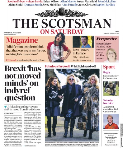 The Scotsman Newspaper Front Page for 19 January 2019