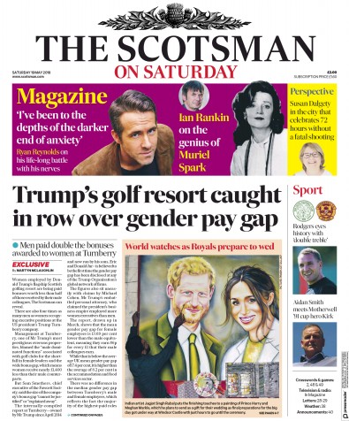 The Scotsman Newspaper Front Page for 19 May 2018