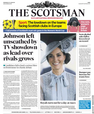 The Scotsman Newspaper Front Page for 19 June 2019