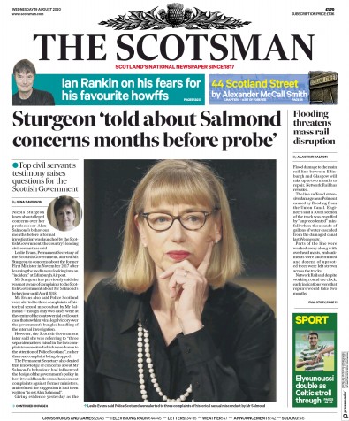 The Scotsman Newspaper Front Page for 19 August 2020