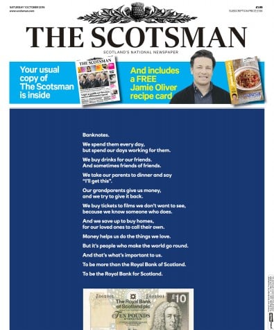 The Scotsman Newspaper Front Page for 1 October 2016