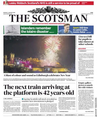 The Scotsman Newspaper Front Page for 1 January 2018