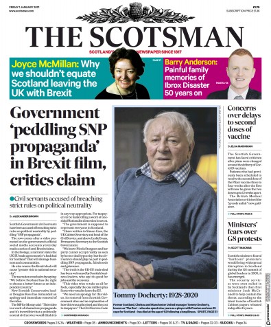 The Scotsman Newspaper Front Page for 1 January 2021