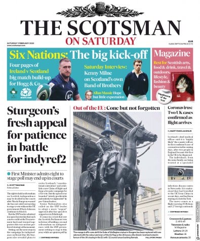 The Scotsman Newspaper Front Page for 1 February 2020