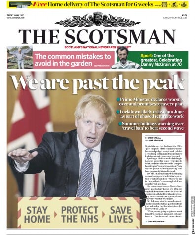 The Scotsman (UK) Newspaper Front Page for 1 May 2020