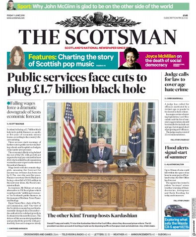 The Scotsman Newspaper Front Page for 1 June 2018