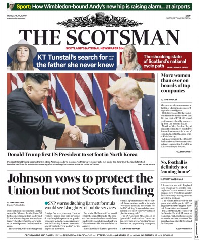 The Scotsman (UK) Newspaper Front Page for 1 July 2019