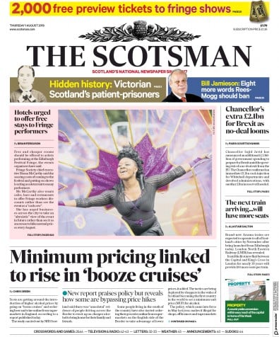 The Scotsman Newspaper Front Page for 1 August 2019