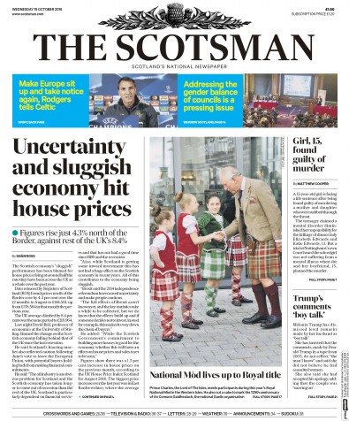 The Scotsman (UK) Newspaper Front Page for 20 October 2016