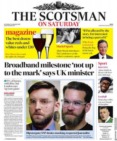 The Scotsman Newspaper Front Page for 20 January 2018