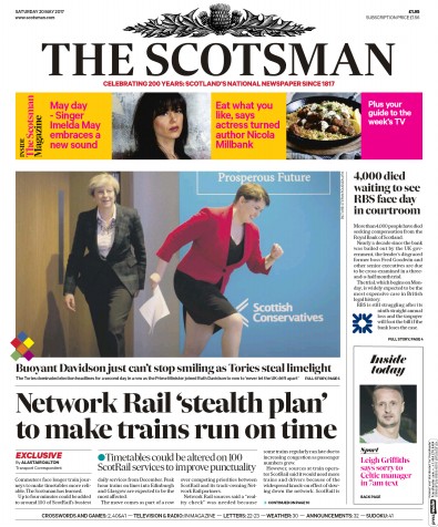 The Scotsman Newspaper Front Page for 20 May 2017