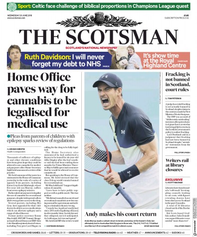 The Scotsman (UK) Newspaper Front Page for 20 June 2018