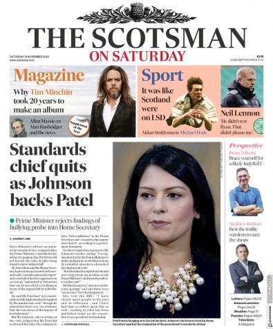 The Scotsman Newspaper Front Page for 21 November 2020