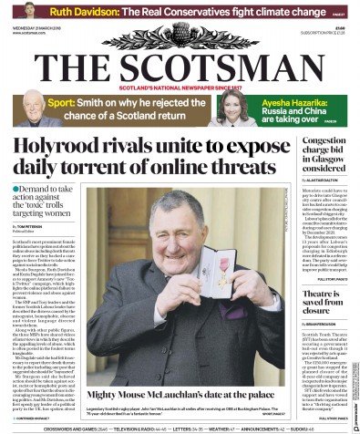 The Scotsman Newspaper Front Page for 21 March 2018