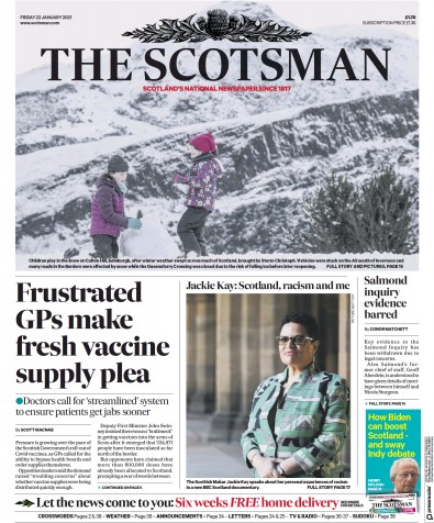 The Scotsman (UK) Newspaper Front Page for 22 January 2021