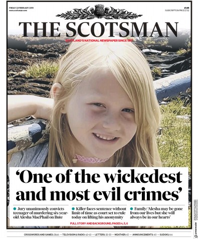 The Scotsman (UK) Newspaper Front Page for 22 February 2019
