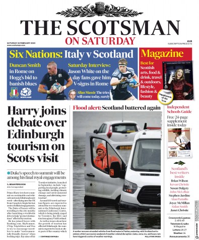 The Scotsman (UK) Newspaper Front Page for 22 February 2020