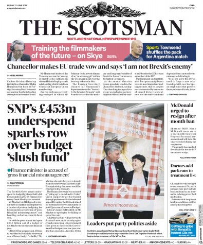The Scotsman (UK) Newspaper Front Page for 22 June 2018