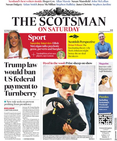 The Scotsman Newspaper Front Page for 22 June 2019