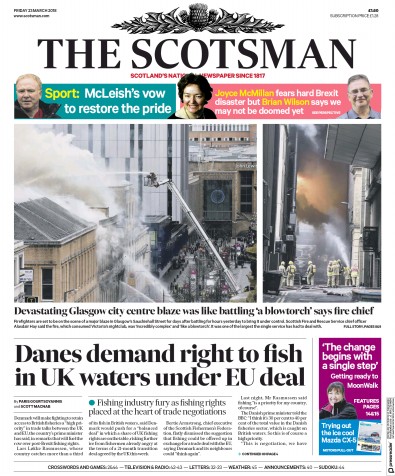 The Scotsman Newspaper Front Page for 23 March 2018