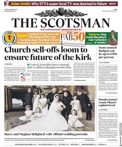 The Scotsman Newspaper Front Page for 23 May 2018