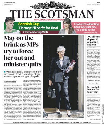 The Scotsman Newspaper Front Page for 23 May 2019