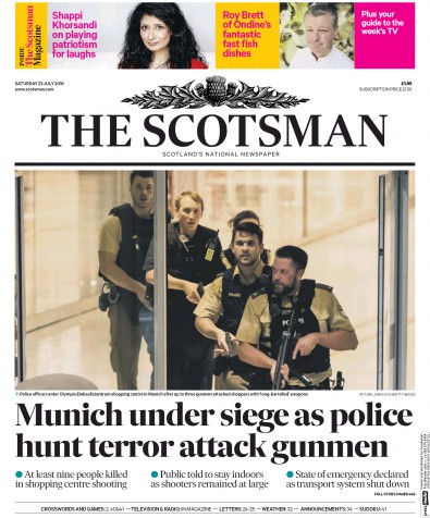 The Scotsman Newspaper Front Page for 23 July 2016