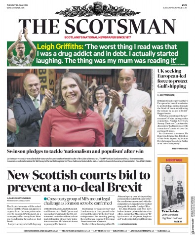 The Scotsman Newspaper Front Page for 23 July 2019