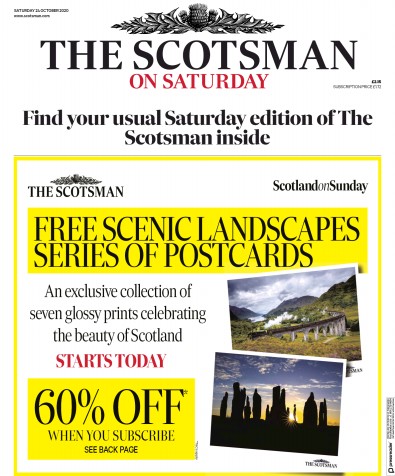 The Scotsman Newspaper Front Page for 24 October 2020