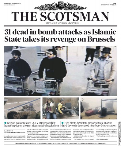 The Scotsman Newspaper Front Page for 24 March 2016