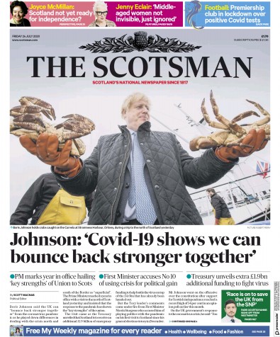The Scotsman Newspaper Front Page for 24 July 2020