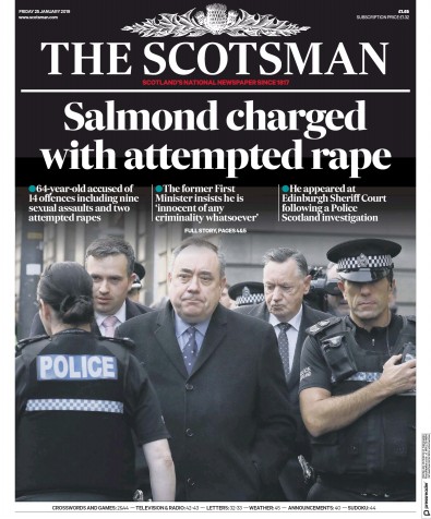 The Scotsman Newspaper Front Page for 25 January 2019