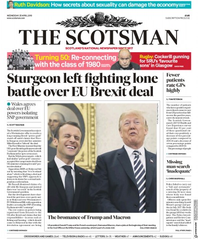 The Scotsman (UK) Newspaper Front Page for 25 April 2018
