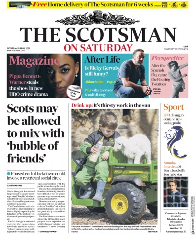 The Scotsman Newspaper Front Page for 25 April 2020