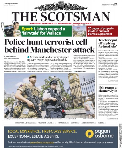 The Scotsman Newspaper Front Page for 25 May 2017