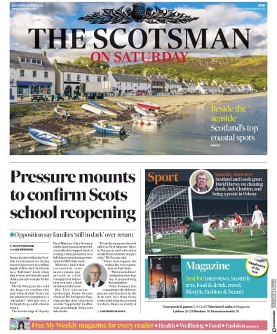 The Scotsman Newspaper Front Page for 25 July 2020