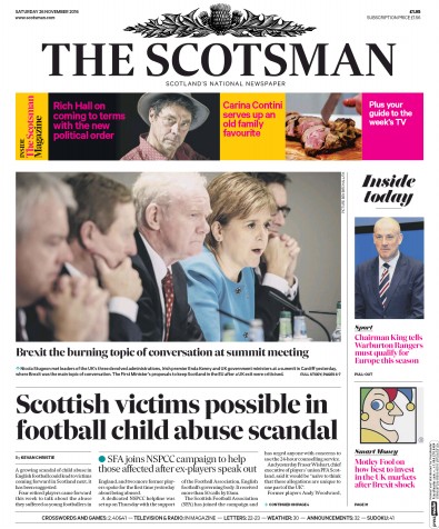 The Scotsman Newspaper Front Page for 26 November 2016