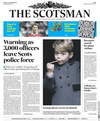 The Scotsman Newspaper Front Page for 26 December 2016