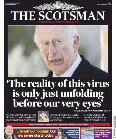 The Scotsman Newspaper Front Page for 26 March 2020