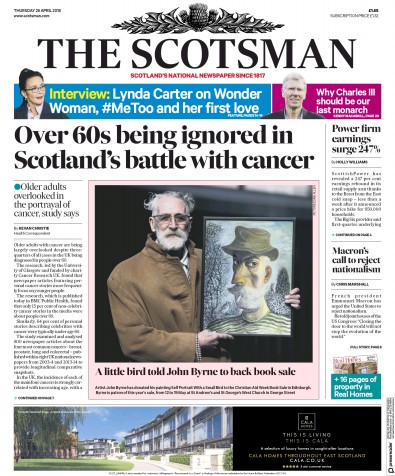 The Scotsman Newspaper Front Page for 26 April 2018