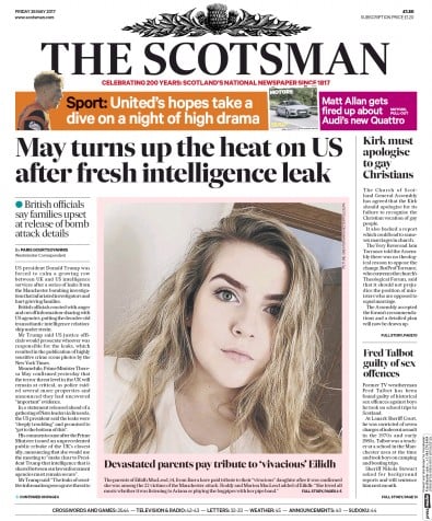The Scotsman Newspaper Front Page for 26 May 2017