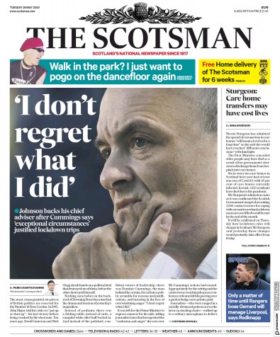The Scotsman Newspaper Front Page for 26 May 2020