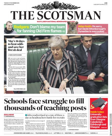 The Scotsman Newspaper Front Page for 27 November 2018