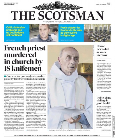 The Scotsman Newspaper Front Page for 27 July 2016