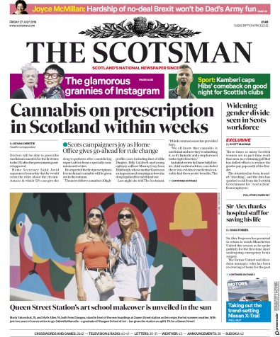 The Scotsman Newspaper Front Page for 27 July 2018
