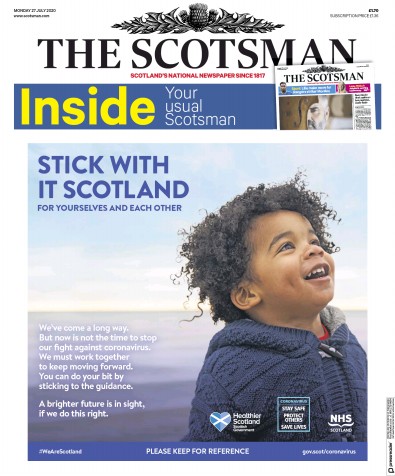 The Scotsman Newspaper Front Page for 27 July 2020