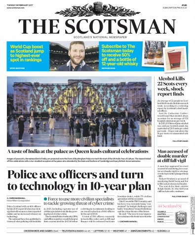 The Scotsman Newspaper Front Page for 28 February 2017